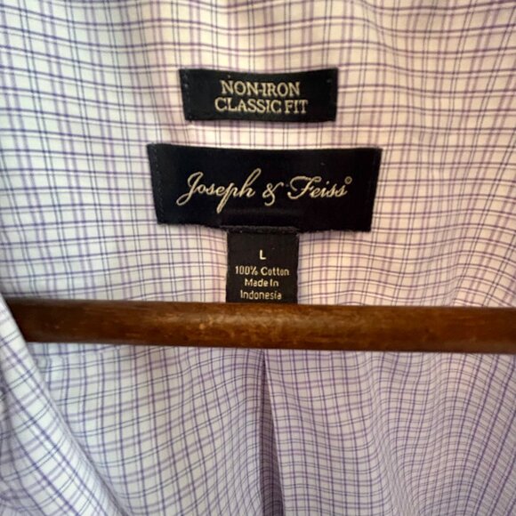 Joseph & Feiss Button Down Mens Shirt Long Sleeve Cotton White Purple Size Large - Picture 4 of 5